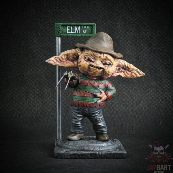 Yoda dressed as a horror character on Elm Street.
