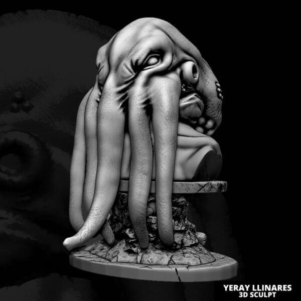 3D alien creature sculpture with tentacles