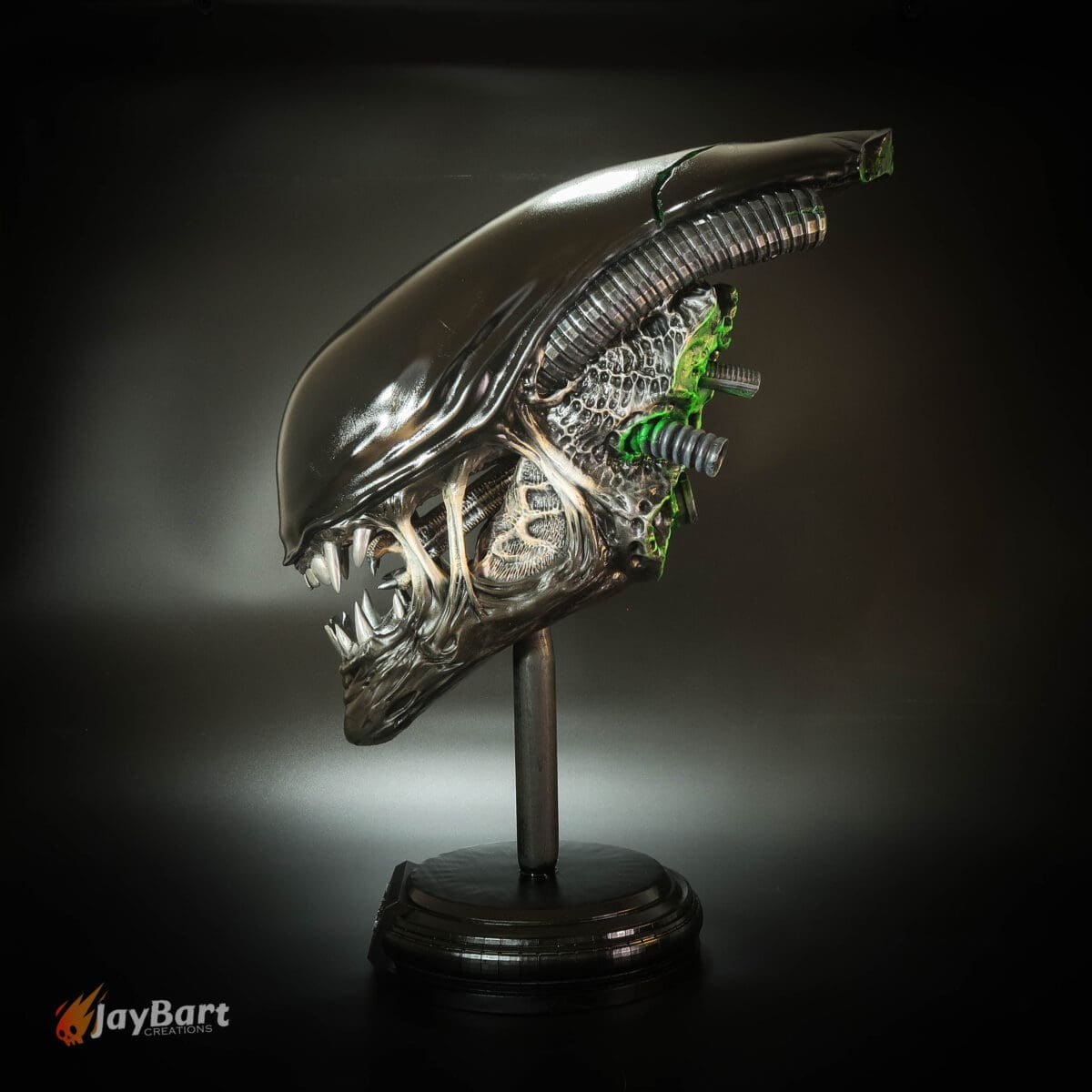 Sci-fi alien creature head sculpture