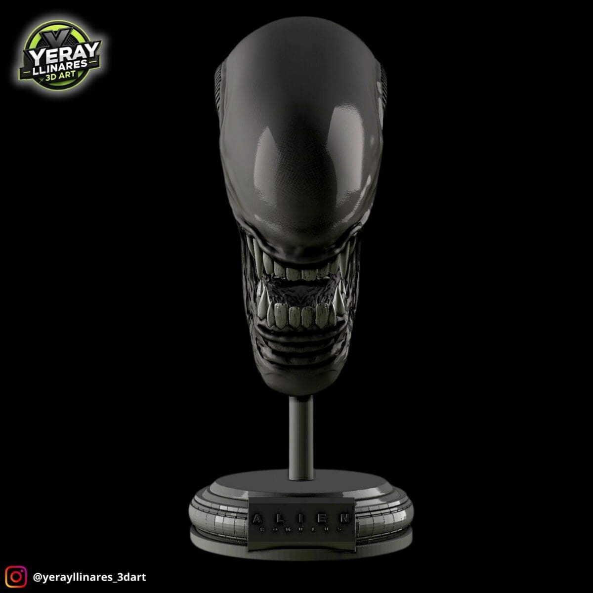 3D render of an alien head sculpture