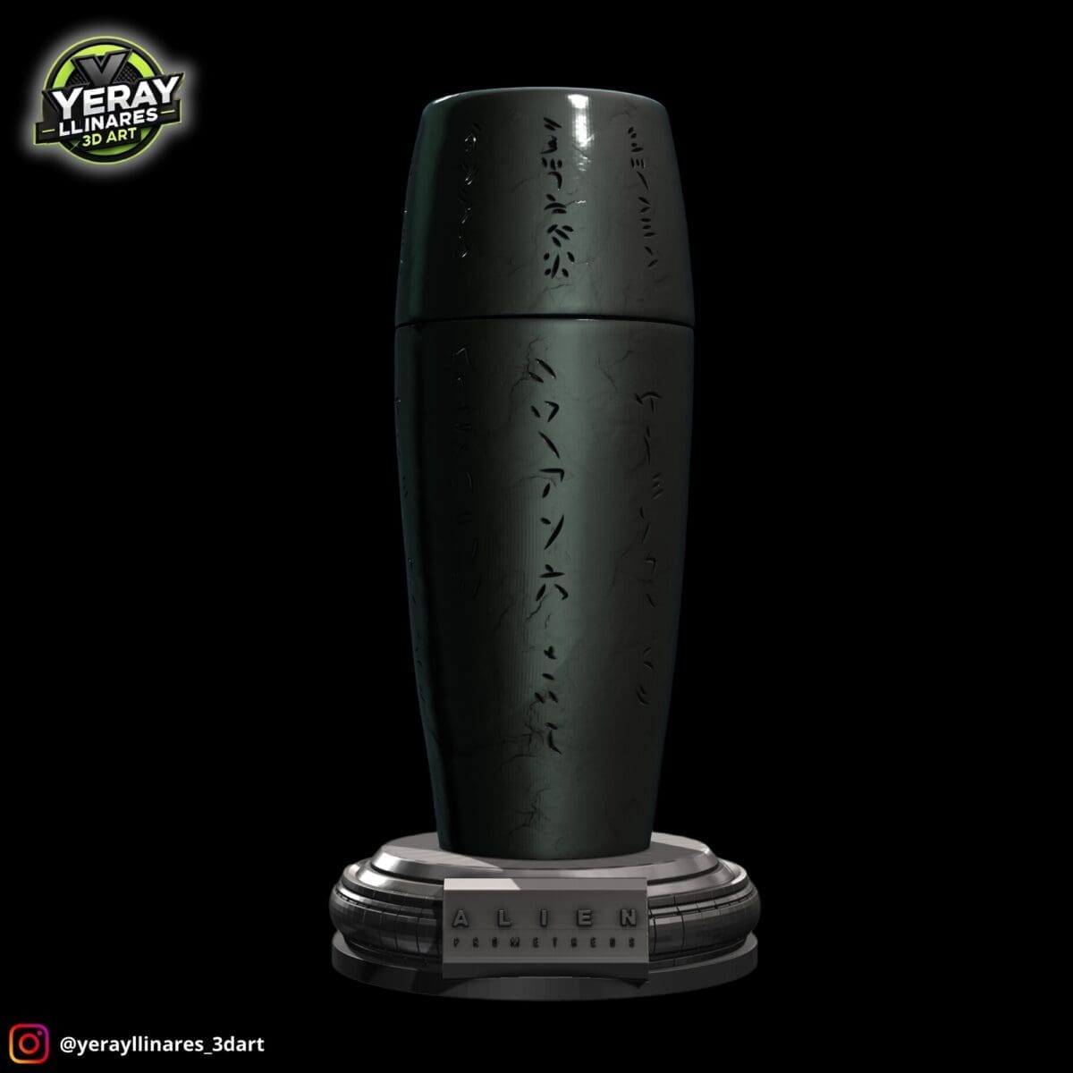 3D model of black alien artifact